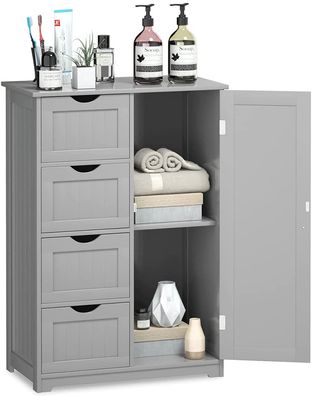 Sideboard Kommode Badschrank Beistellschrank mit 4 Schubladen & 1 Schrank-Abteil