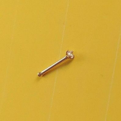 Gold Piercing Nasenstecker Echt 585 Gelbgold & Diamant Stecker 0,6 x 6 mm Nase Ohr