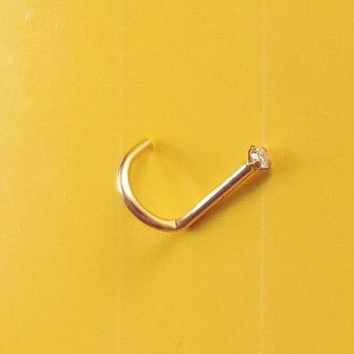 Nasenstecker Echt 585 Gelbgold Originaler Diamant Gold Piercing Stecker 0,6 x 6 mm