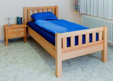Komfortbett 100 x 200 cm Kernbuche massivholz geölt Bett Einzelbett Seniorenbett