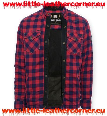 Bores Lumberjack Aramid Futter Holzfäller Hemd Rot/ Schwarz Motorrad Jacke L