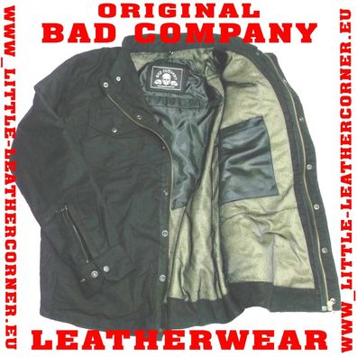 ChaCha Bad Company Leather Aramid Holzfäller Hemd Schwarz Motorrad Jacke XL