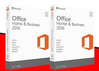 MS Office 2016 Home and Business for MAC Standard für 2 Macs / Vollversion / Kein Abo