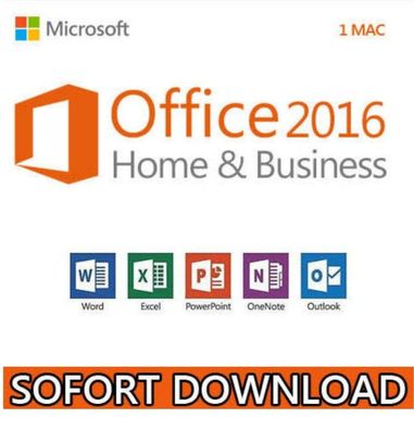 MS Office 2016 Home and Business for MAC Standard (1 Mac) / Vollversion / Kein Abo