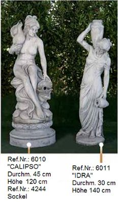 Frauen Gartenskulptur aus Weißstein auch für Wasserspiele - Ref. Nr. 6010 - 6011