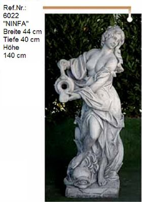 Weibliche Gartenskulptur „NINFA“ aus Weißstein auch für Wasserspiele - 6022