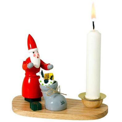 10cm NEU Kerzenständer Kerzenleuchter Holz Kerzenhalter Weihnachtsmann Höhe ca 