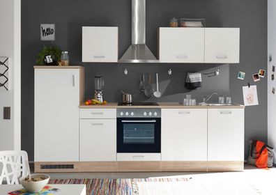 Küche ANDY Einbauküche Küchenzeile Komplettküche mit E-Geräten 280cm weiß