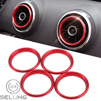 Lüftungsringe passend für Audi A3 S3 Q2 Lüftungsdüsen Zierringe Ringe Rot