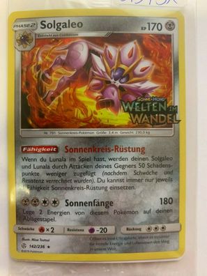 Pokémon Karte Solgaleo Shiny 142/236 Promo Welten im Wandel deutsch OVP Verschw.