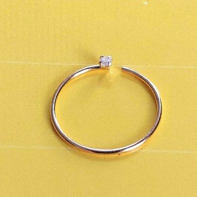 Gold Piercing Ring offen Echt 750 Gelbgold Diamant 8 mm Nase Ohr Lippe Intim 45063-8