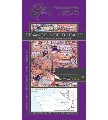 VFR Flugkarte Frankreich Nord Ost 2020 Motorflug 1:500000 laminiert Rogers Data
