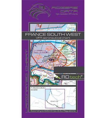 VFR Flugkarte Frankreich Süd West 2020 Motorflug 1:500000 laminiert Rogers Data