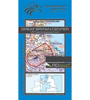 VFR Flugkarte Großbritannien Zentrum 2020 für Motorflug 1:500.000 laminiert