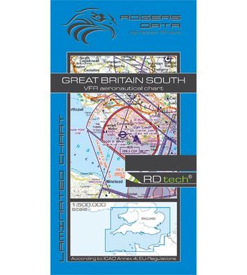 VFR Flugkarte Großbritannien Süd 2020 Motorflug 1:500.000 laminiert Rogers Data