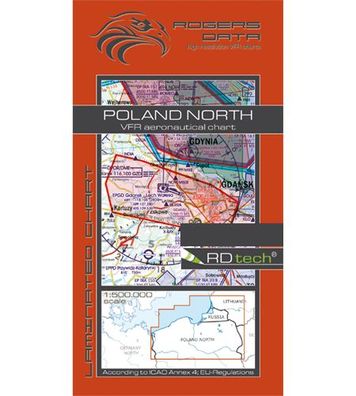 VFR Flugkarte Polen Nord 2020 für Motorflug 1:500000 laminiert von Rogers Data