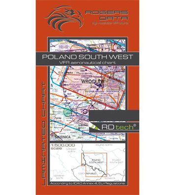 VFR Flugkarte Polen Süd West 2020 für Motorflug 1:500000 laminiert Rogers Data