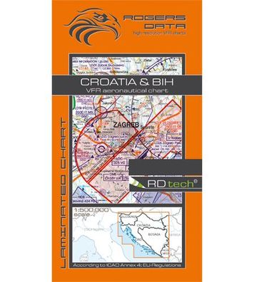 VFR Flugkarte Kroatien, Bosnien & Herzegowina 2021 Motorflug 1:500.000 laminiert