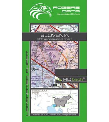 VFR Flugkarte Slowenien 2020 für Motorflug 1:500.000 laminiert von Rogers Data