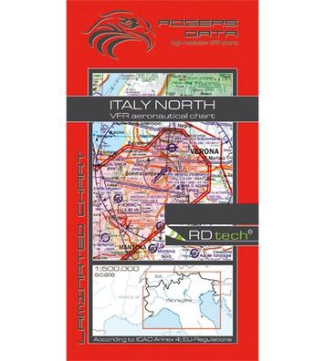 VFR Flugkarte Italien Nord 2020 für Motorflug 1:500000 laminiert Rogers Data
