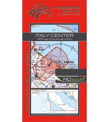VFR Flugkarte Italien Zentrum 2020 für Motorflug 1:500000 laminiert Rogers Data