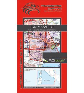 VFR Flugkarte Italien West 2020 für Motorflug 1:500000 laminiert Rogers Data