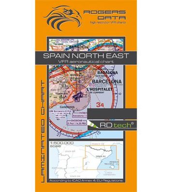 VFR Flugkarte Spanien Nord Ost 2021 für Motorflug 1:500000 laminiert RogersData