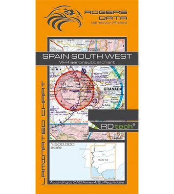 VFR Flugkarte Spanien Süd West 2020 für Motorflug 1:500000 laminiert RogersData