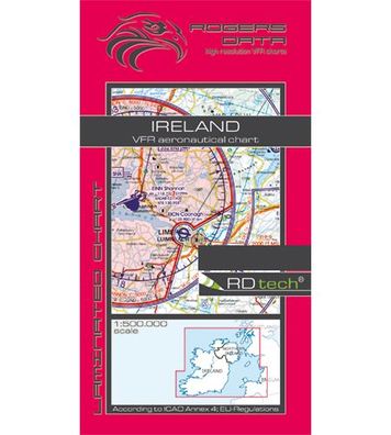 VFR Flugkarte Irland 2020 für Motorflug 1:500.000 laminiert von Rogers Data