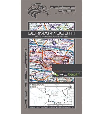 VFR Flugkarte Deutschland Süd 2020 für Motorflug 1:500000 laminiert Rogers Data