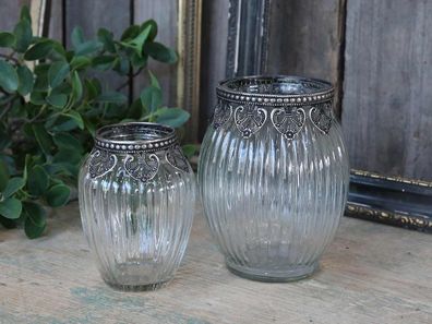 Chic Antique Vase m. silber Dekor