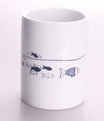 Sanwood Fische Mundspülbecher Zahnbecher Keramik + Porzellan