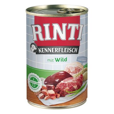 RINTI - Kennerfleisch ¦ Wild - 24 x 400g ¦ nasses Hundefutter in Dosen