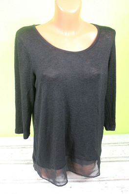 ginatricot Pulli M 40/42 Pullover Shirt kurzarm schwarz Damenshirt Longshirt