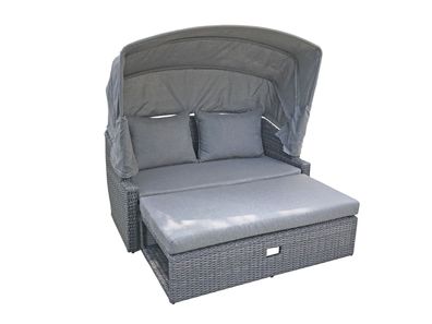 Garten Lounge Sonneninsel Sofa Funktion Sitzgruppe Sitzecke Polyrattan grau