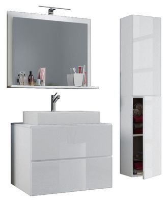 LendasL Bad Möbel Set Waschbecken Unterschrank Wandspiegel Badezimmer Waschtisch