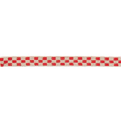 Rico Design | Ribbon kariert natur-rot 12mm 2m