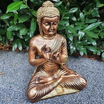 Gartenfigur Meditierende Bronze Optik Buddha Figur 44 cm