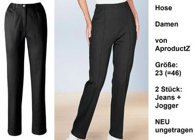 Hose Damen von AproductZ Größe: 23 (=46), 2 Stück: Jeans + Jogger. NEU, ungetragen.