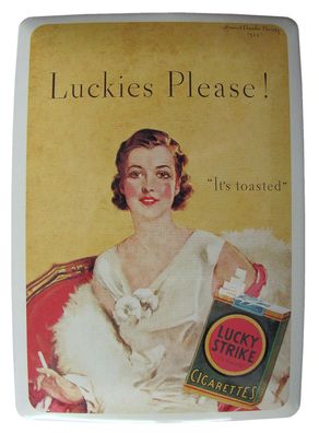 Lucky Strike - Luckies Please - Blechpostkarte mit Umschlag