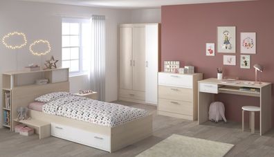 Kinderzimmer komplett Set 6-tlg Kleiderschrank Schreibtisch Bett Parisot Charly9