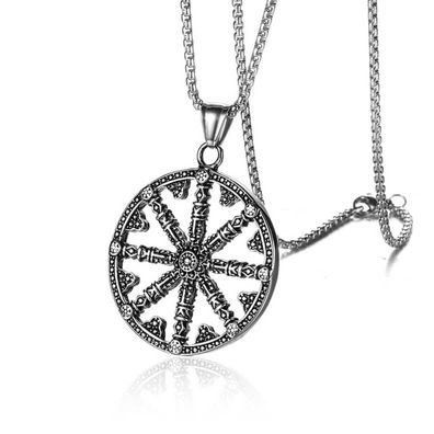 Lederkette Edelstahl Halskette VIKING Compass
