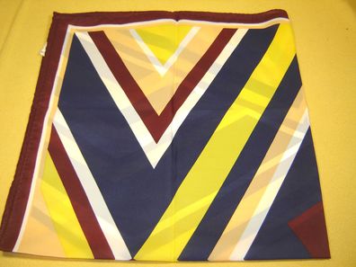 Vintage Tuch weinrot gelb lachs blau geometrisches Muster 65x65cm Polyester Zp