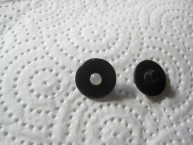 1 Kunststoffknöpfe Knopf schwarz Mitte weiß 15x7mm Öse Nr. 550