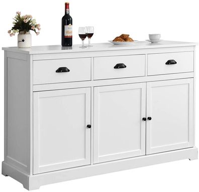 Küchenschrank mit 3 Schubladen und 3 Türen, Sideboard Buffetschrank 136x42,5x86cm