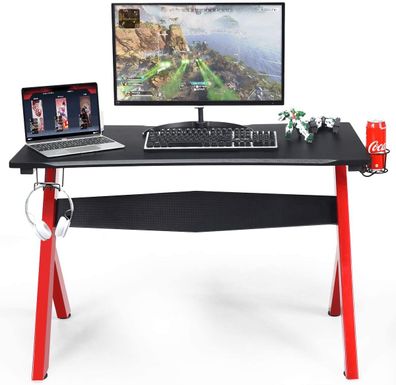 Gamingtisch mit Tassen- und Kopfhörerhalter und Mauspad, Laptoptisch, Computertisch