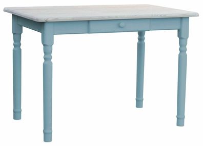 Blau Küchentisch Esstisch Speisetisch Tisch Kiefer Neu Farbe Unbehandelt Schublade