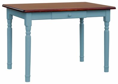 Blau Küchentisch Esstisch Speisetisch Tisch Kiefer Neu Farbe Calvados Mit Schublade