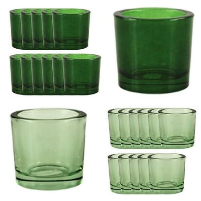 Teelichtglas Tealight-Cup 12er Set Ø6,5x6cm grün Windlicht Hochzeit Feier dick
