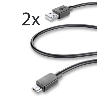 2X Qualitatives 1,2m Micro USB 2.0 Ladekabel von Cellularline USB A auf USB B